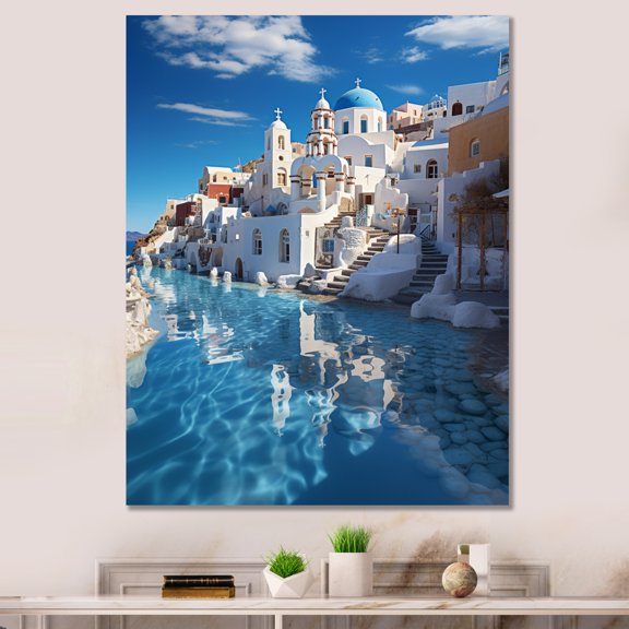 Designart "Reflecting on the Aegean in Greece" Nautical & Beach Canvas Print