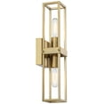 Possini Euro Design Fabrian Modern Wall Sconce - 2-Light, Warm Brass, Open Rectangular Frame (18.75" High)