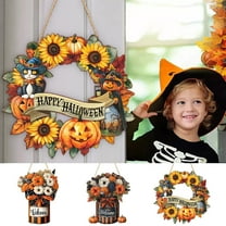 Japceit Pumpkin Welcome Sign, Wooden Hanging Decoration for Halloween Festival, Rustic Porch, Door, Wall Decor for Seasonal, Themed Party Setup