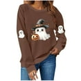 thumbnail image 2 of Halloween Sweatshirts for Women Cute Ghost Pumpkin Graphic Pullover Cozy Spooky Crewneck Fall Casual Long Sleeve Top, 2 of 4