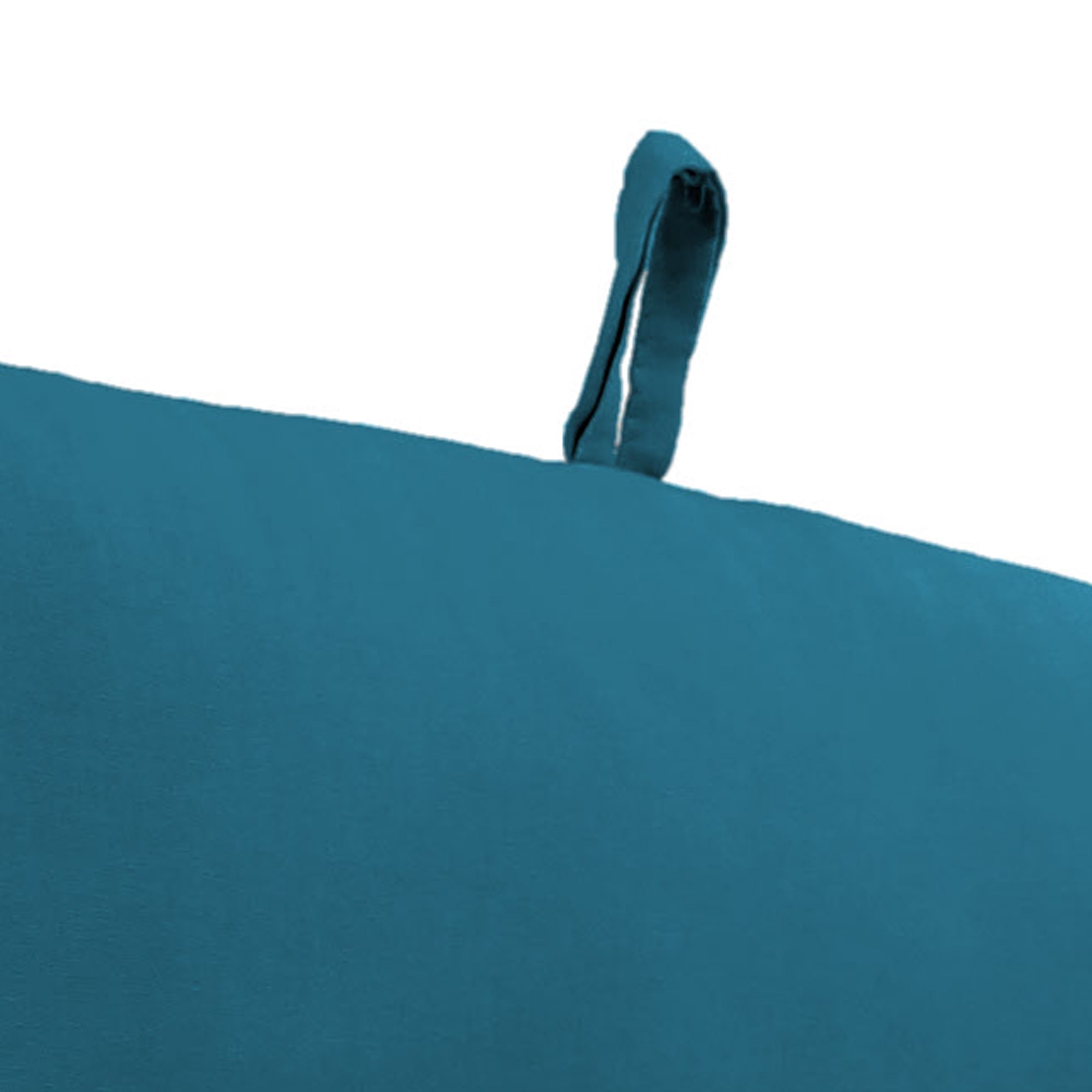 Jordan Manufacturing 44" x 22" Fresco Peacock Teal Solid Rectangular Outdoor Chair Cushion with Ties and Hanger Loop
