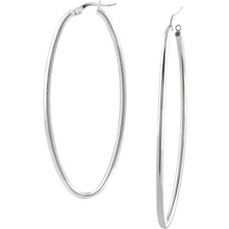 Brinley Co. Sterling Silver Designer Oval Hoop Earrings - Walmart.com