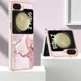 thumbnail image 5 of SaniMore for Samsung Galaxy Z Flip 5 6.7" 2023 Case with Wireless Charging Shockproof TPU Backplane Glitter Marble Pattern Fashion Design Anti-drop Anti-fingerprint Skin-feel Cover, Rosegold, 5 of 11