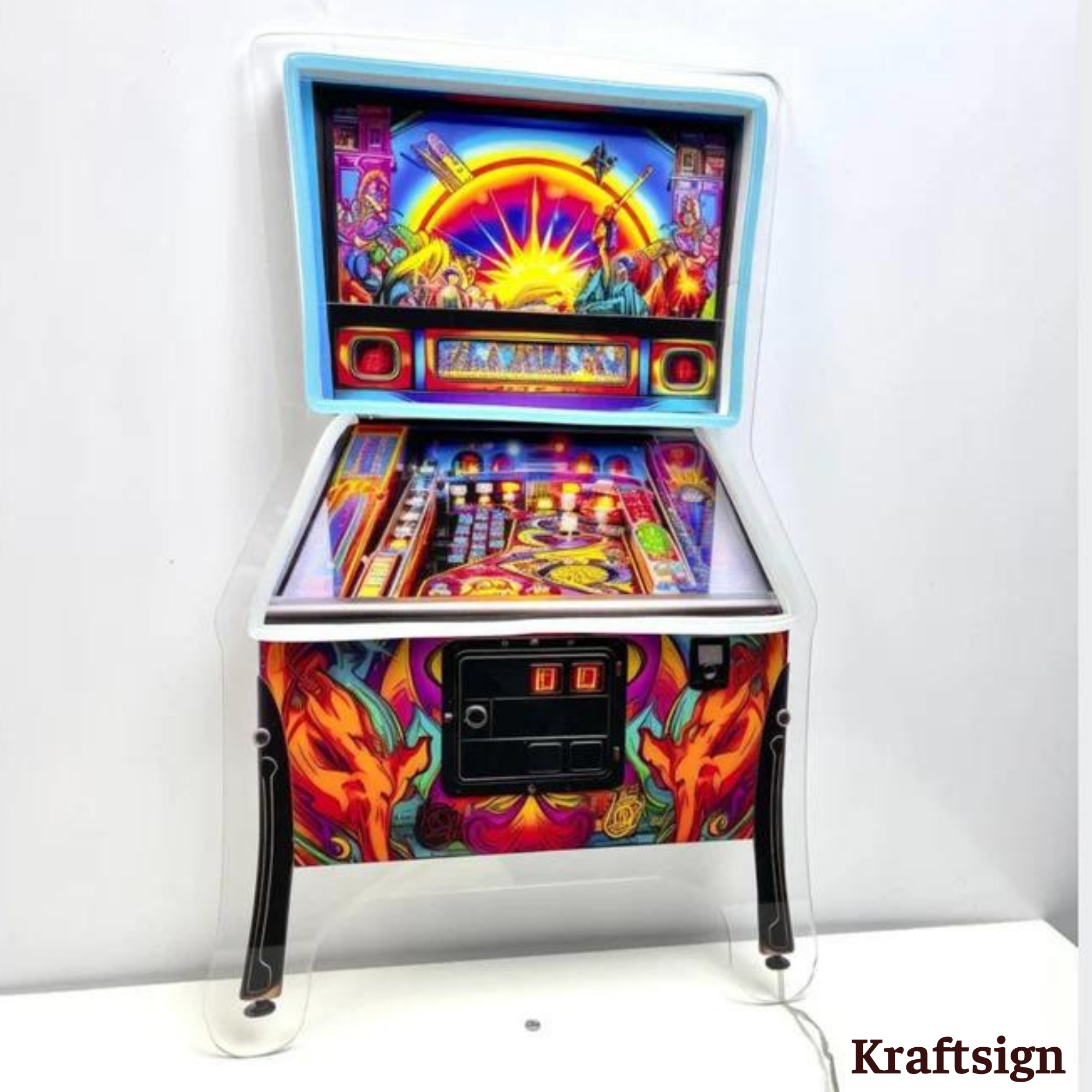 Craftnamesign Pinball Game Neon Acrylic Print Sign, Pinball Led Sign, Pinball Sign, Pinball Decor