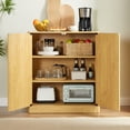 thumbnail image 2 of GZXS 31.5" Modern Fluted Storage Cabinet, 2-Door Sideboard with Push-to-Open Doors, Accent Cabinet for Living Room, Dining Room or Entryway, Natural Finish, 2 of 8
