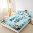 thumbnail image 4 of Feelyou Monogrammed H Kid Twin Sheet Sets, Axolotl Jellyfish Sealife Bedding, 3pcs, 4 of 7