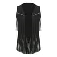 thumbnail image 4 of inhzoy Womens Western Cowgirl Tassels Vest Sleeveless Fringe Waistcoat Black S, 4 of 8