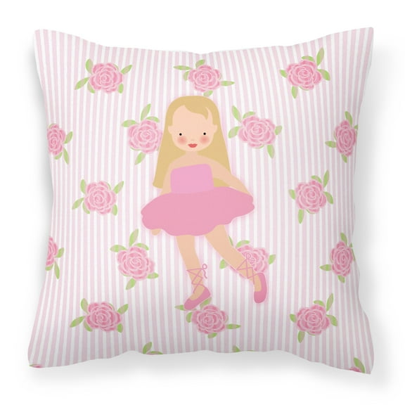 Carolines Treasures BB5185PW1414 Ballerina Long Haired Blonde Fabric Decorative Pillow 14Hx14W multicolor