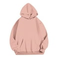 thumbnail image 3 of Oversized Hoodies with Pocket Women Cotton Plain Pullover Hooded Sweatshirts Sweater Long Sleeve Fleece Lined Tops (M, Pink), 3 of 5