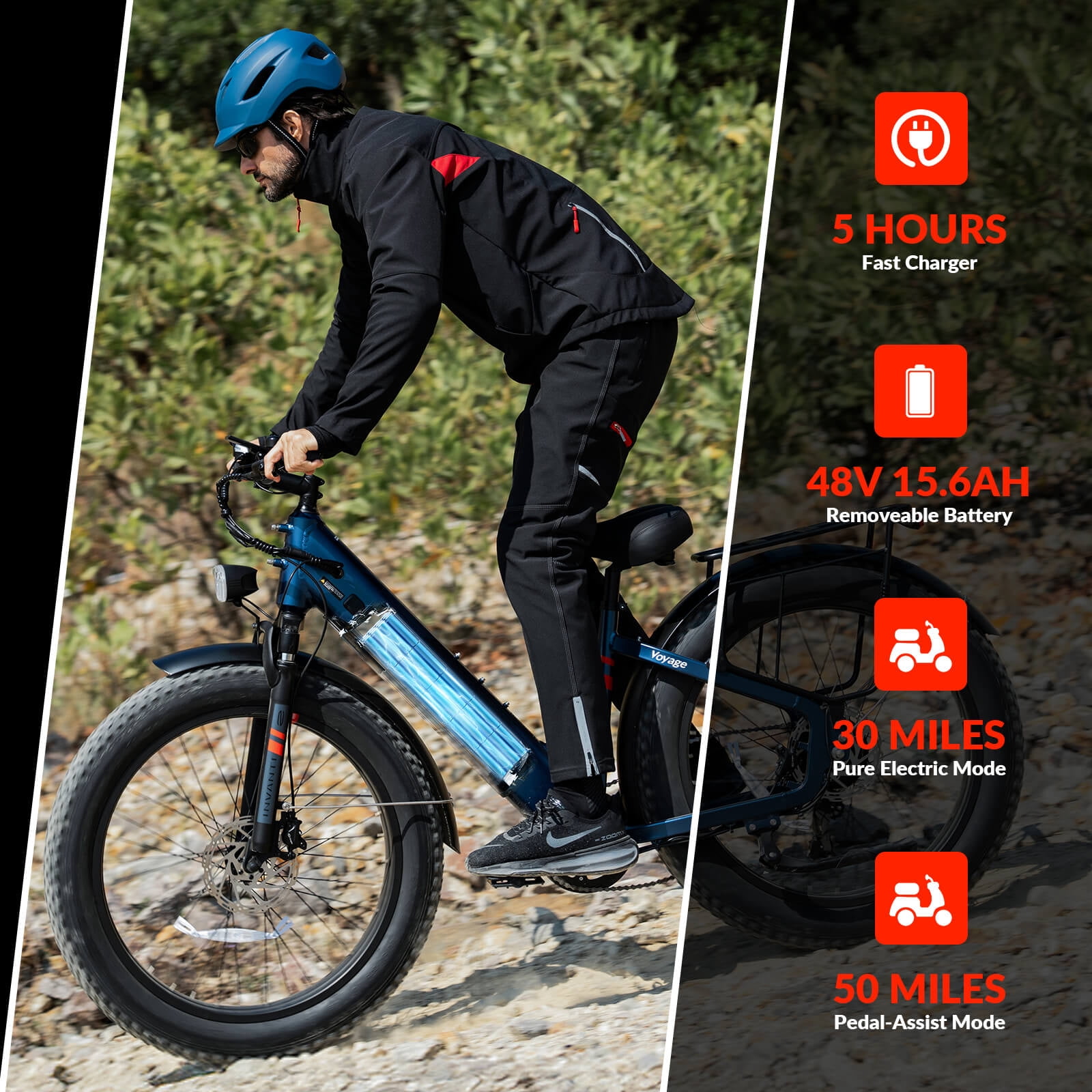 Electric Bike for Adults, 26" x 4” Fat Tire Electric Bicycle, 1500W Peak Motor 50 Miles, 48V 15.6Ah Removable Battery & 7 Speed Electric Mountain Bike with Rear Rack, UL2849