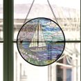 thumbnail image 3 of Stained Glass Window Hanging, Sakura Sailboat Suncatcher Diamond Glass Panel Hangings Landscape Sun Catchers Decor for Birthday for Women, Men, Wife, Aunt, and Mom, Stained Glass, 3 of 6