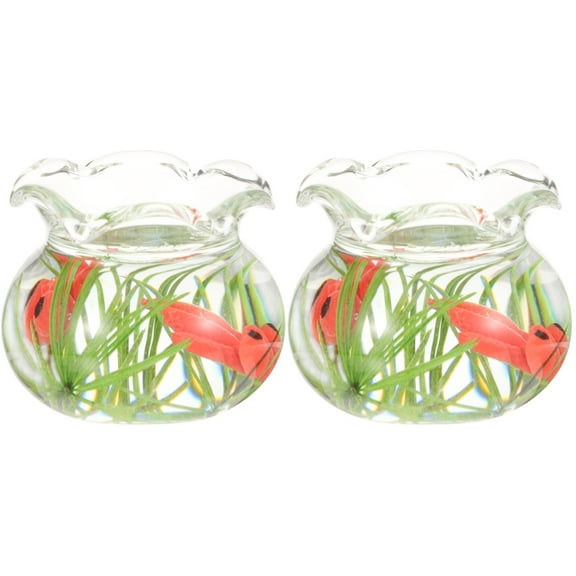 2 Count Doll House Fish Tank Bowl Toy Dollhouse Accessories Transparent