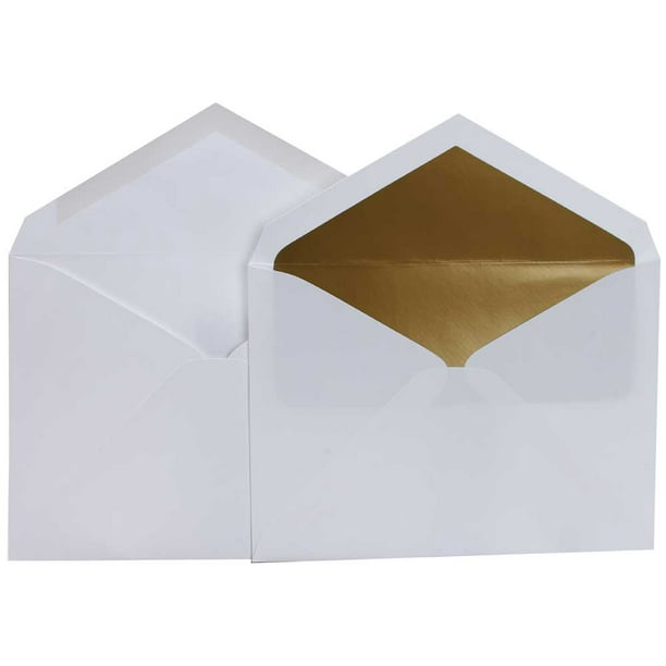 JAM Paper Wedding Envelope Sets, White with Gold Lined Envelopes, Pack ...