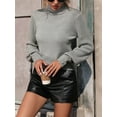 thumbnail image 2 of Women'S Autumn and Winter Sweaters, Lantern Sleeve Knitted Pullovers, Sweater Tops Grey L, 2 of 8