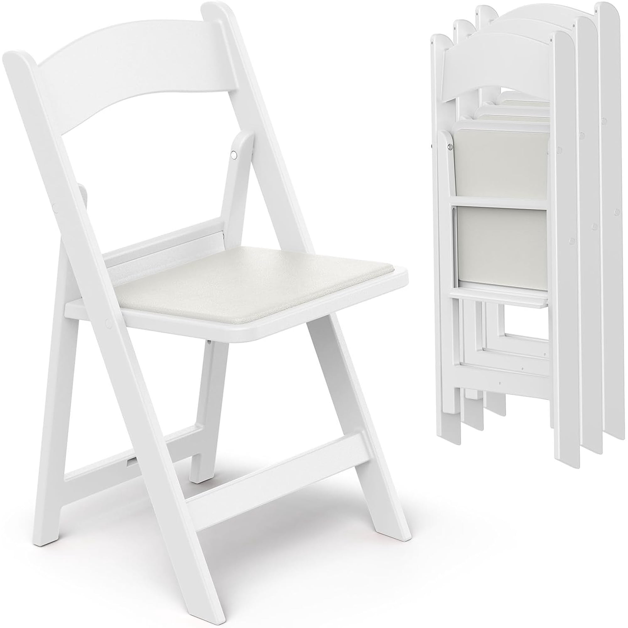 Neatifyes Garden and Patio Folding Chair Set of 4 for Events and Wedding Lightweight with Padded Seat Water-Proof Double Braced Frame Non-Slip Feet 900LB Capacity (White)
