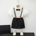 thumbnail image 2 of Quealent Boys' Formal Suit Short Sleeve Dress Shirt with Bowtie and Suspender Shorts Casual Gentleman Wedding Party Clothes (White, 2-3 Years), 2 of 6