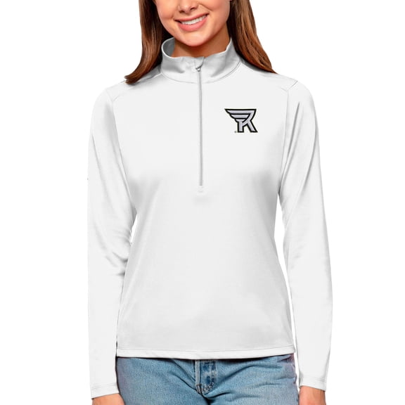 Women's Antigua White Rochester Knighthawks Tribute Quarter-Zip Pullover Top