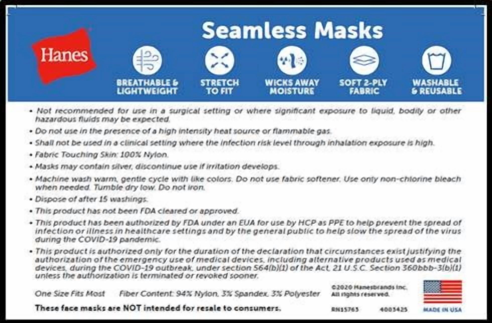 Hanes Wicking Cotton Masks, 10-Pack Black ONE SIZE Unisex