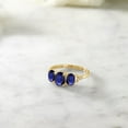 thumbnail image 4 of Gem Stone King 10K Yellow Gold Oval Blue Sapphire and Diamond 3-Stone Engagement Ring | 4.23 Cttw | Three Stone Wedding Anniversary Promise Gold Ring for Women, Size 8), 4 of 4