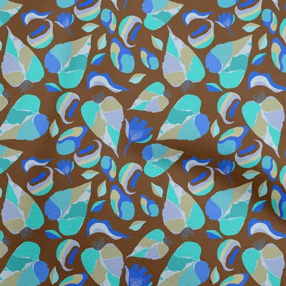 oneOone Viscose Jersey Brown Fabric Abstract Floral Dress Material Fabric Print Fabric By The Yard 60 Inch Wide