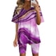 thumbnail image 1 of ICHUANYI Clearance Women's Summer Short Sleeve V-neck Tops Shorts Comfortable Homewear Two-piece Suit Sets(Purple, XXL) ICHUANYI WER2023081116004, 1 of 7