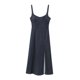 thumbnail image 2 of HH TRAF Vestido vaquero de verano para mujer, nuevo, a la moda, sin mangas, corto, con dobladillo dividido, informal, con cremallera lateral, estilo urbano, 2 of 4