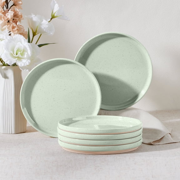 Vesteel Dinner Plates Set of 6, 7.9inch Ceramic Stoneware Sets for Home Restaurant, Farmhouse Dinnerware for Serving Steak, Pizza, Dishwasher & Microwave Safe