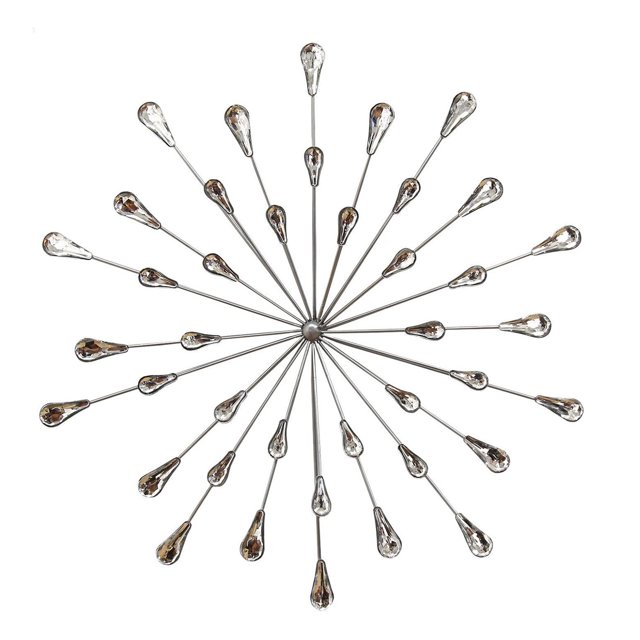 Stratton Home Decor Silver Burst 16x16x1.75 Inch Metal Wall Art Decoration