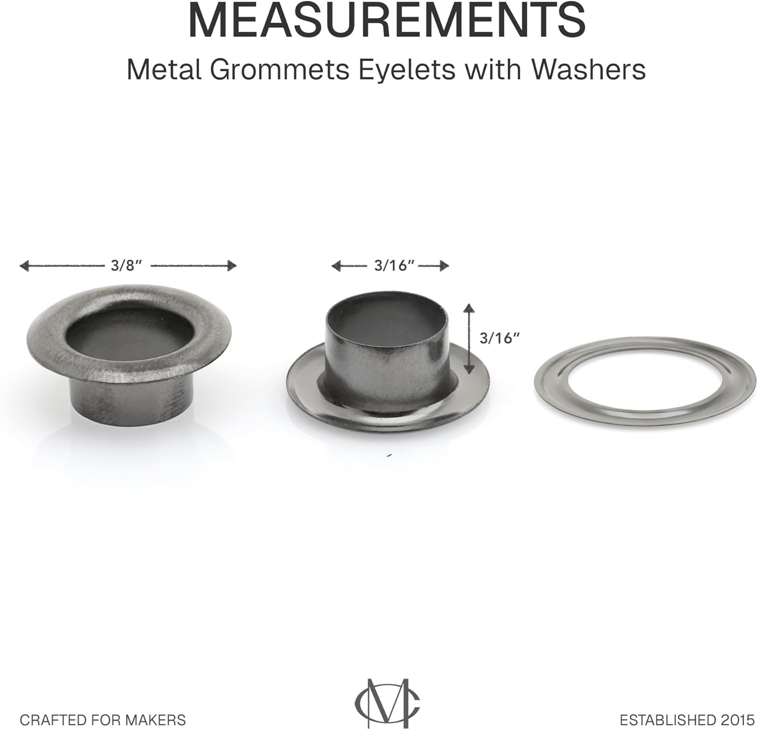 3/16" (5 MM) Hole Size Metal Grommets Eyelets with Washers for Bead Cores, Clothes, Leather, Canvas (720 Sets, Gunmetal)