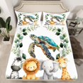thumbnail image 2 of Manfei Wild Animal Turtle Twin Sheet Sets,Zebra Lions Giraffe Twin Fitted Sheet,Cute Zoo Animal Flat Sheet For Girls Kids,Breathable Home Decor,3-Piece, 2 of 7