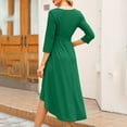 thumbnail image 2 of Women's Wrap V Neck 3/4 Sleeve Belted Maternity Dress High Waist Midi Dress, 2 of 4