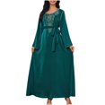 thumbnail image 2 of Wancir Womens Muslim Abaya Dress One-Piece V Neck Dress Islamic Full Length Kaftan Daily Casual Dress, 2 of 6