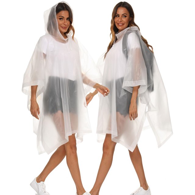 LCXmlly Imperméable Facile à Transporter Fermeture à Boutons Ponchos de Pluie Réutilisables 2 Pack Imperméables à Capuche pour Adultes Facile à Transporter Confortable à Porter