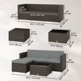 thumbnail image 2 of 3-Piece Outdoor Rattan Wicker Patio Furniture Set, Light Grey PE Wicker Corner Sofa, Ottoman and Glass Top Coffee Table for Backyard, Garden, Porch and Poolside, 68"L x 49"W x 24"H, 2 of 7