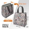 thumbnail image 3 of Pioneer Flower Floral Print Pattern Insulated Lunch Bag for Women & Adults,Large Portable Soft Cooler Lunch Bag,Thermal Food Storage Tote with Pearl Cotton,8.66L,8.75x5.75x9.5 Inch, 3 of 6