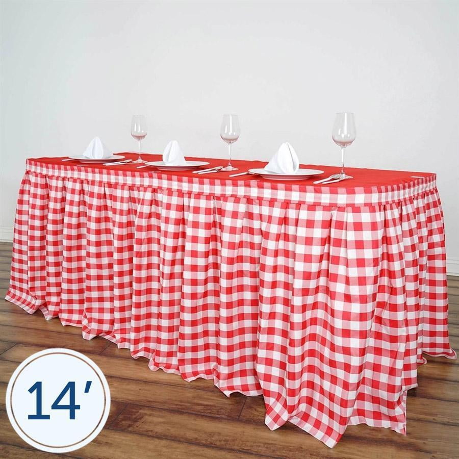 Details about   17 feet x 29" Gingham Checkered POLYESTER TABLE SKIRT Wedding Party Catering 