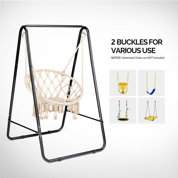 Glaxias Heavy Duty Hanging Chair Stand,A-Frame Metal Swing Sets for Backyard,Hammock Stand for Balcony, Patio, Terrace, Swing Stand with 2 Hooks, Max Load 600lbs