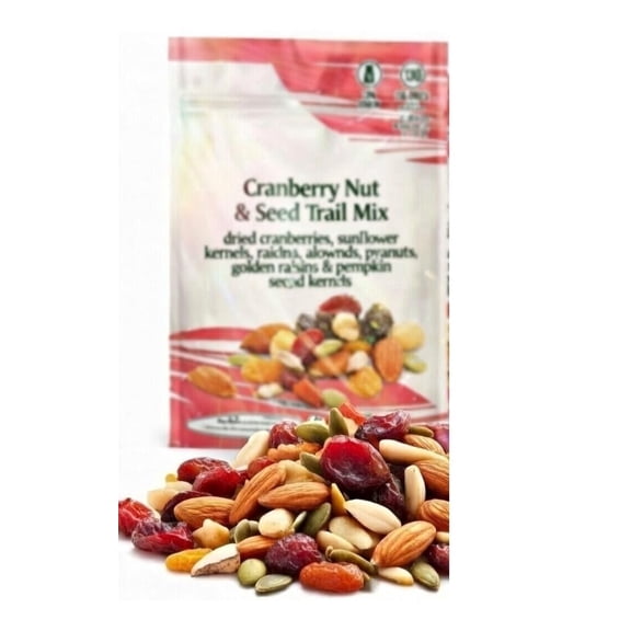 Cranberry Nut & Seed Trail Mix: Dried Cranberries, Sunflower Kernels, Peanuts, Almonds, Golden Raisins & Pumpkin Seeds – Sweet Crunchy Snack, Nice 9oz Bag