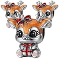 thumbnail image 2 of Charm navideño reno brillante CharmXmasDeer01 3Pzas Plata S925 Chapa Charm Separador Venado Varios/Plata., 2 of 3