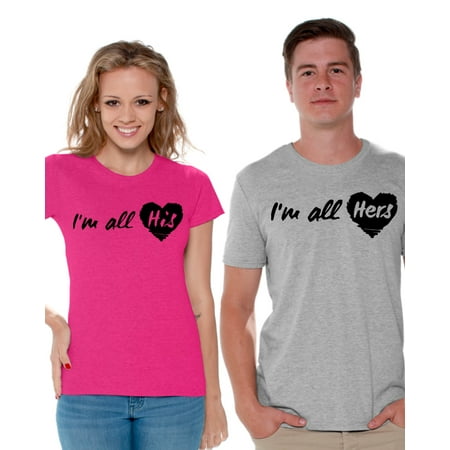 Awkward Styles Couple Shirts I'm All His I'm All Hers Matching T Shirts for Couple Love Gift Ideas for Valentine's Day All His & All Hers Cute Couple Shirts Boyfriend and Girlfriend Matching Outfits