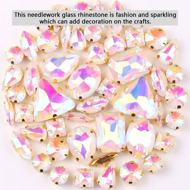 Pawkyjar Crystal Glass Claw Rhinestones Sew on Rhinestone for Crafts Clothes Wedding Dress 3mm (Crystal AB 3MM1440PCS)