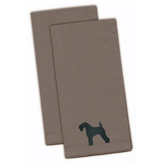 Kerry Blue Terrier Gray Embroidered Towel Set of 2
