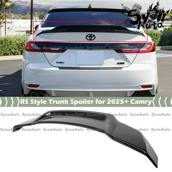 FITS 2025  TOYOTA CAMRY GLOSSY BLACK RS STYLE HIGH KICK DUCKBILL REAR TRUNK SPOILER WING