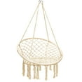 thumbnail image 5 of Gymax Hammock Chair Hanging Cotton Rope Macrame Swing Chair Indoor Outdoor Beige, 5 of 10