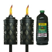 TIKI Brand Urban Metal Bundle with Two 65" Urban Metal Bronze Torches and 100 oz BiteFighter Easy-Pour Fuel