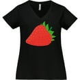 thumbnail image 3 of Inktastic Strawberry Fruit Women's Plus Size V-Neck T-Shirt, 3 of 5