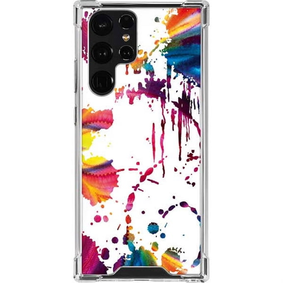 Skinit Abstract Art Chromatic Splatter White Galaxy S22 Ultra Clear Case