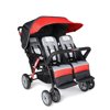 Foundations Gaggle Compass 4-Seat Quad Stroller, Reclining Seats with UV Canopy, Red