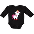 thumbnail image 3 of Inktastic Cute Little Unicorn With Red And Pink Mane, Hearts Girls Long Sleeve Baby Bodysuit, 3 of 5