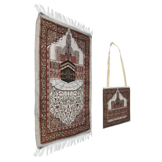 TOPINCN tapis doux pour salon moderne tapis de prière musulman tapis de  pèlerinage en coton épais tapis de prière musulman avec un sac en tissu  pour 